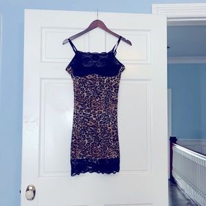 Marilyn Monroe Intimates stretch leopard & lace nightie chemise slip lingerie L